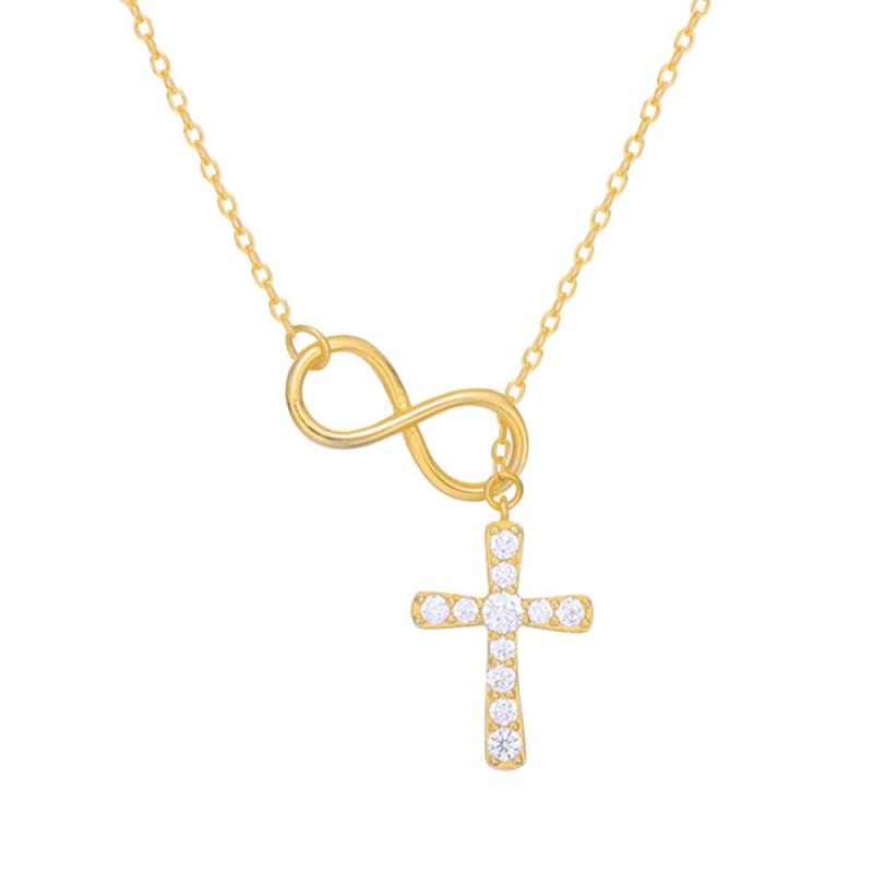 S925 Silver Cross Necklace Infinity Pendant for Women