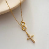 S925 Silver Cross Necklace Infinity Pendant for Women