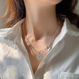 S925 Silver Heart Linked Circle Necklace Choker for Women