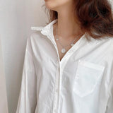 S925 Silver Heart Linked Circle Necklace Choker for Women