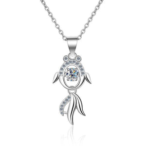 0.3CT Moissanite Koi Fish Necklace 925 Sterling Silver Jewelry