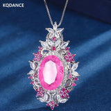 Large Oval Cut Lab Green Emerlad Sapphire Aquamarine Diamond Pendant Necklace