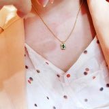 S925 Sterling Silver Rectangle Necklace Emerald Pendant