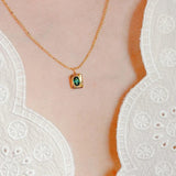 S925 Sterling Silver Rectangle Necklace Emerald Pendant