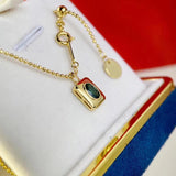 S925 Sterling Silver Rectangle Necklace Emerald Pendant