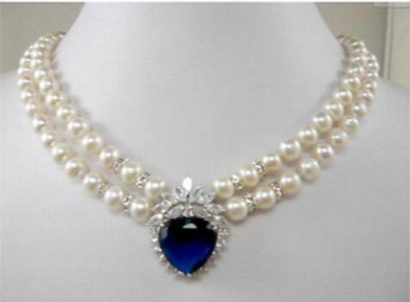 Pearl Heart Crystal Pendant Necklace