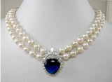 Pearl Heart Crystal Pendant Necklace
