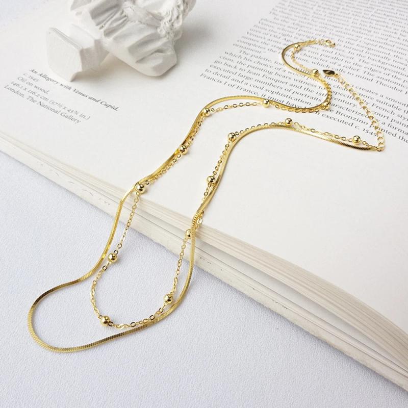 925 Silver Choker Snake & Bead Chain Necklace for Women Lucky Birthday Gift