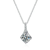 Sterling Silver Clavicle Chain with 1ct Moissanite Necklace