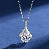 Sterling Silver Clavicle Chain with 1ct Moissanite Necklace