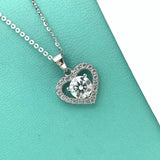 S925 Silver Moissanite Heart Pendant Necklace 1ct Hollow Heart Clavicle Necklace