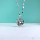 S925 Silver Moissanite Heart Pendant Necklace 1ct Hollow Heart Clavicle Necklace
