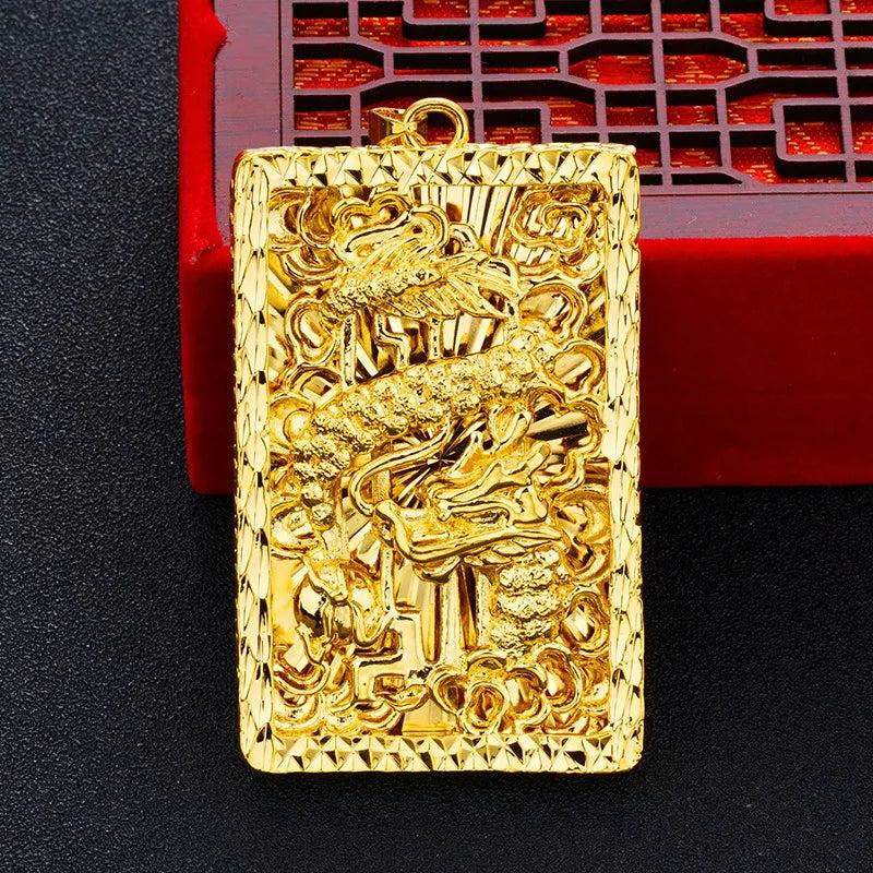 Dragon Pendant Necklace for Men 24k Plated Jewelry