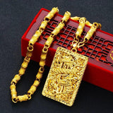 Dragon Pendant Necklace for Men 24k Plated Jewelry