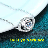 Sterling Silver Moissanite Necklace 0.5ct Evil Eye Pendant Necklace