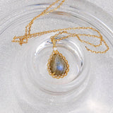925 Silver Labradorite Stone Pendant Necklace Women Fine Jewelry
