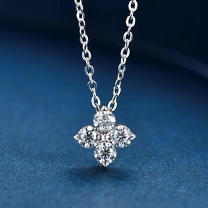 0.4ct Clover Moissanite Necklace S925 Silver Chain Fine Jewelry