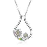 925 Silver Cz Ring Holder Necklace Sunflower Women's Necklace