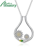 925 Silver Cz Ring Holder Necklace Sunflower Women's Necklace