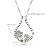 925 Silver Cz Ring Holder Necklace Sunflower Women's Necklace