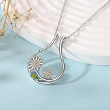 925 Silver Cz Ring Holder Necklace Sunflower Women's Necklace