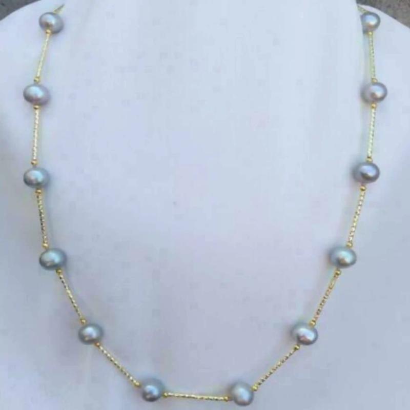 Gray Akoya Pearl Necklace 14k Yellow - Restore Dark Matter Wristband