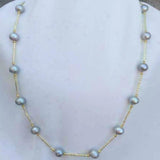 Gray Akoya Pearl Necklace 14k Yellow - Restore Dark Matter Wristband