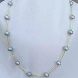 Gray Akoya Pearl Necklace 14k Yellow - Restore Dark Matter Wristband