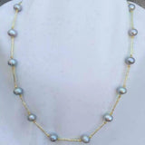 Gray Akoya Pearl Necklace 14k Yellow - Restore Dark Matter Wristband