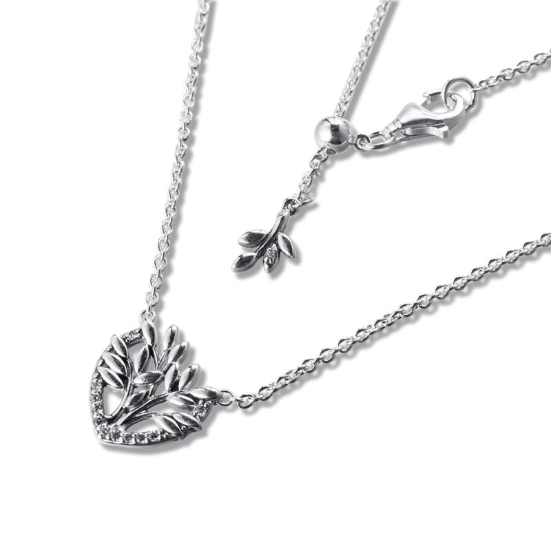 Family Tree Heart Necklace 925 Sterling Silver Pendant