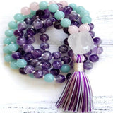 8mm Amethyst 108 Beads Tassel Necklace Religious Yoga Spirituality