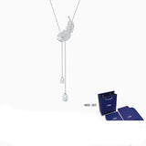 Element Feather Crystal Shape Necklace for Women