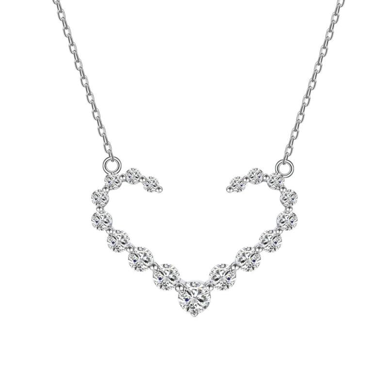 Sapphire Heart Necklace - 18K Plated 925 Silver