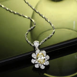 Flower Pendant Diamond Necklace 925 Sterling Silver