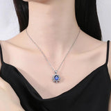 Flower Pendant Diamond Necklace 925 Sterling Silver