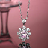 Flower Pendant Diamond Necklace 925 Sterling Silver