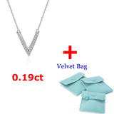 Sterling Silver Moissanite V Letter Pendant Necklace