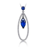 925 Silver Necklace Marquise Gemstone Sapphire Pendant with Chain