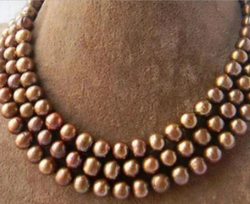 Coffee Freshwater Pearl Necklace 50'' 8MM
