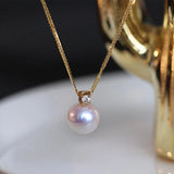 925 Silver Pearl Pendant Necklace Womens Clavicle Chain