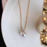 925 Silver Pearl Pendant Necklace Womens Clavicle Chain