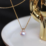 925 Silver Pearl Pendant Necklace Womens Clavicle Chain