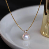 925 Silver Pearl Pendant Necklace Womens Clavicle Chain