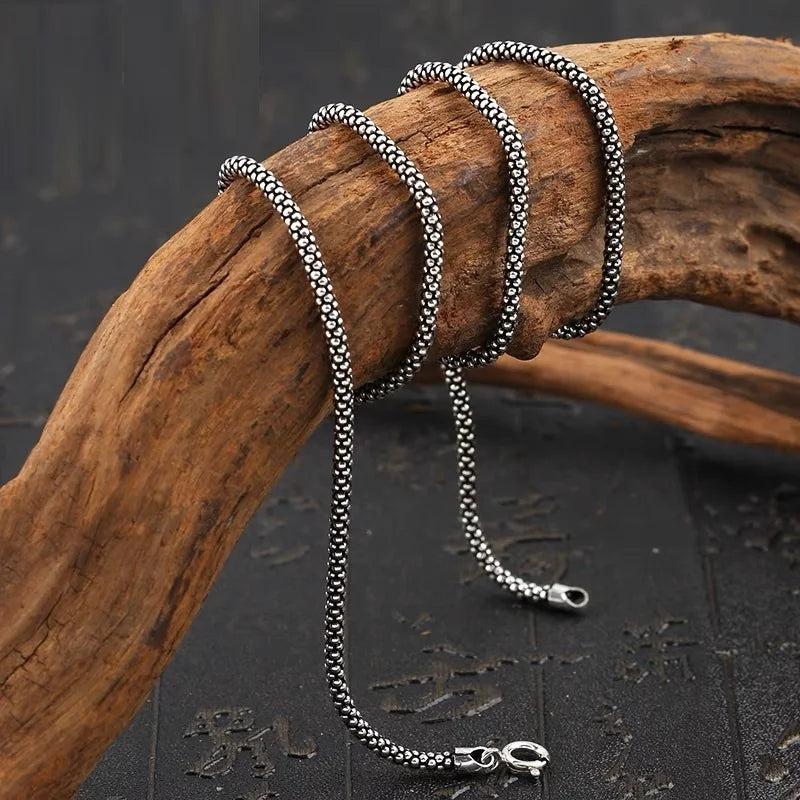 3mm S925 Silver Popcorn Chain Necklace Retro Style
