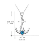 925 Silver Boat Anchor Pendant Necklace for Women