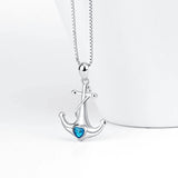 925 Silver Boat Anchor Pendant Necklace for Women