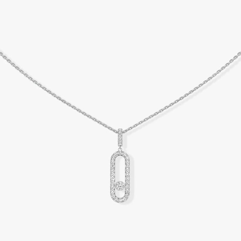 S925 Sterling Silver Pendant Necklace with Moving Diamonds
