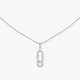 S925 Sterling Silver Pendant Necklace with Moving Diamonds