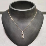 S925 Sterling Silver Pendant Necklace with Moving Diamonds