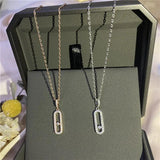 S925 Sterling Silver Pendant Necklace with Moving Diamonds
